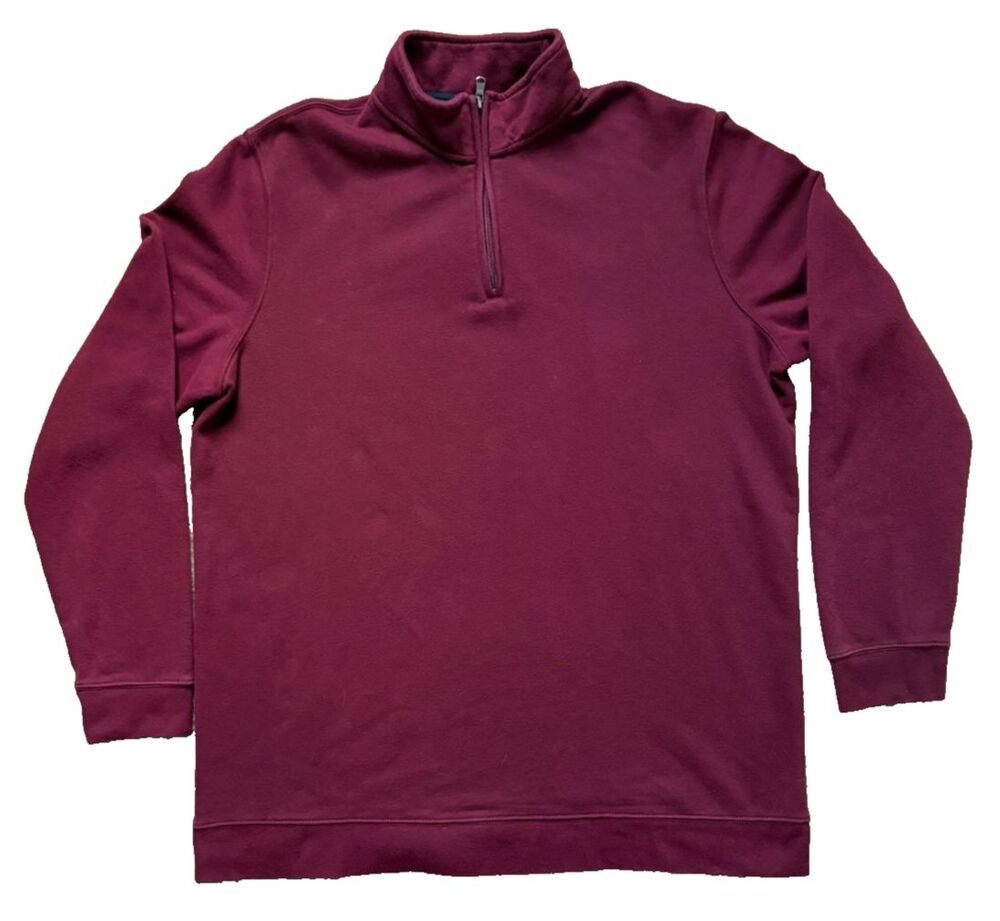 Croft & Barrow Quarter-Zip Mens Extra Large Tall Maroon Pullover Soft Sz XLT